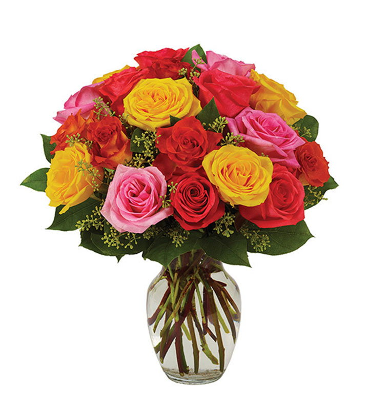 Assorted Bright Roses, 12-24 Stems
